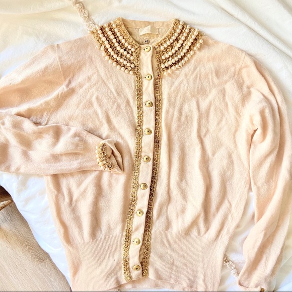Vintage Sweaters - Pearl embellished vintage 50s cardigan